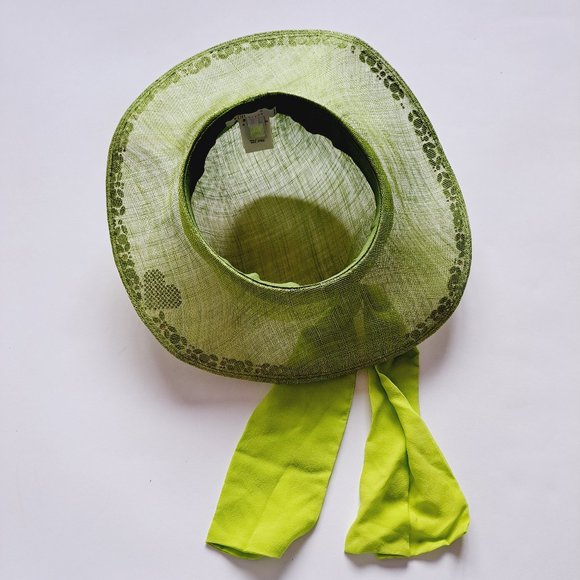 VDP Women's Italian Straw Silk Summer Beach Green Hat - Picture 11 of 15